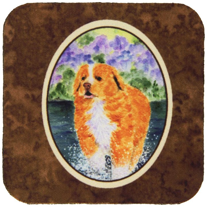 Caroline's Treasures SS8619FC Nova Scotia Duck Toller Foam Coasters (Set of 4), 3.5 H x 3.5 W, Multicolor