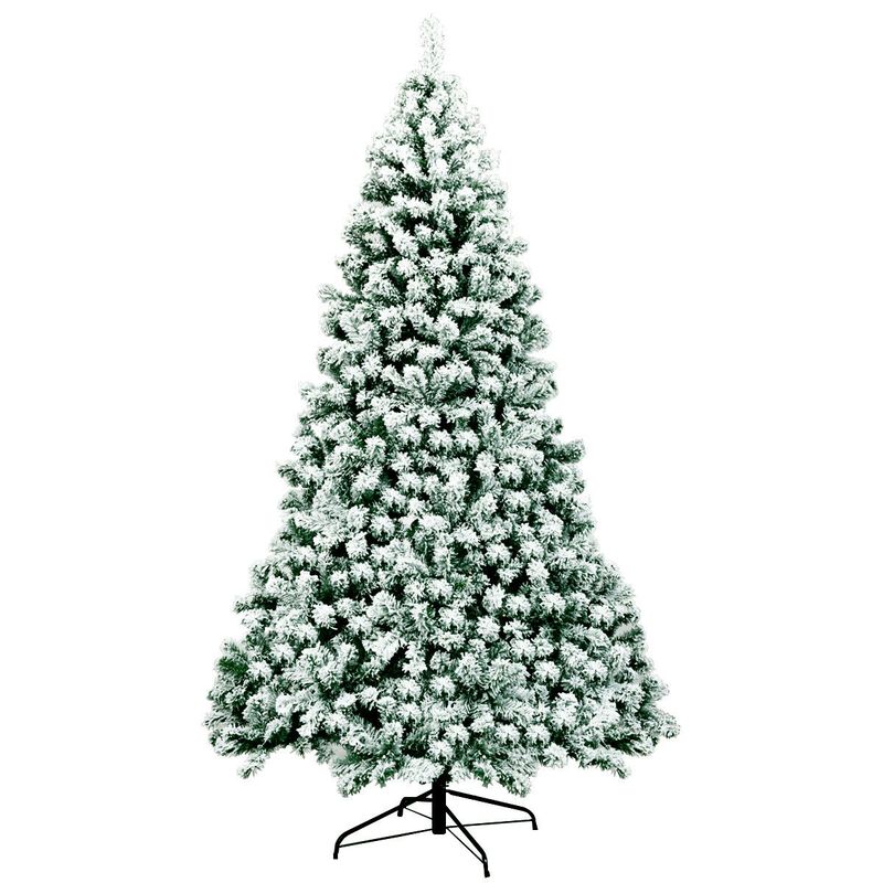 Pre-Lit Premium Snow Flocked Hinged Artificial Christmas Tree with 550 Lights