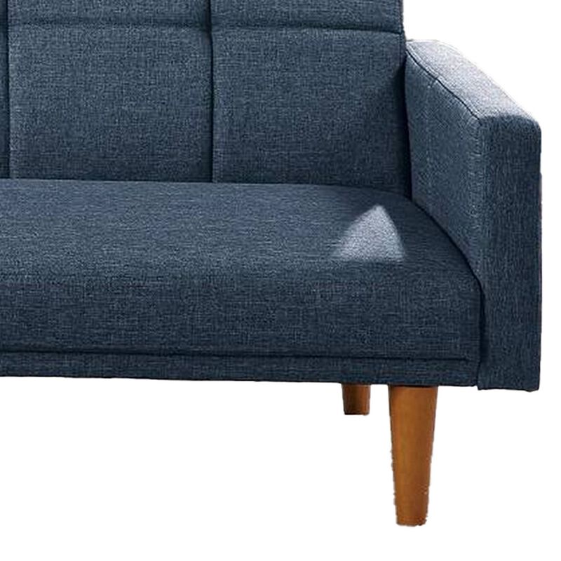 Fabric Adjustable Sofa with Square Tufted Back, Blue image number 4