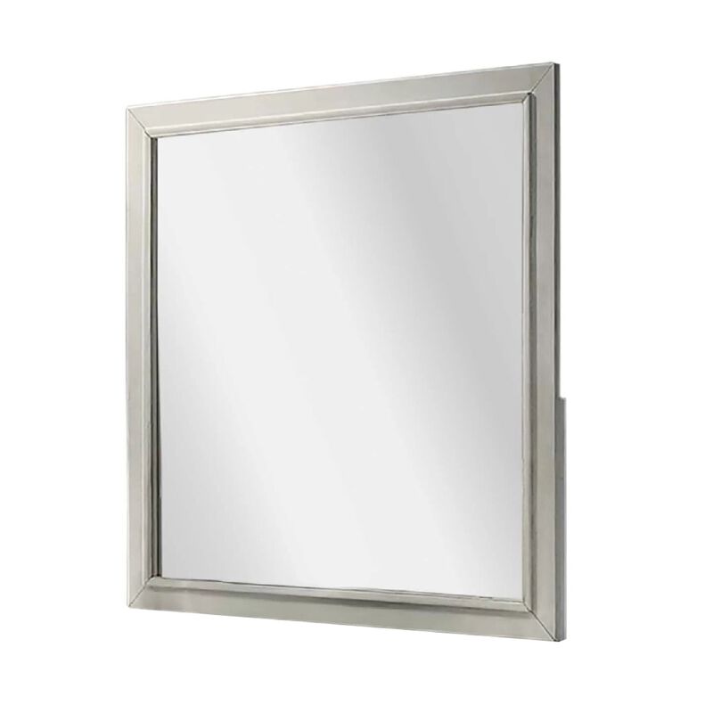 Dresser Mirror, Subtle Antique White Rubberwood, Square 40 Inch image number 2