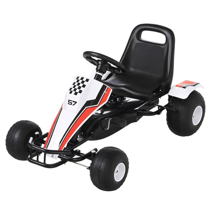 BreeBe Pedal Go Kart Children Ride on Car Racing Style with Adjustable Seat, Plastic Wheels, Handbrake and Shift Lever