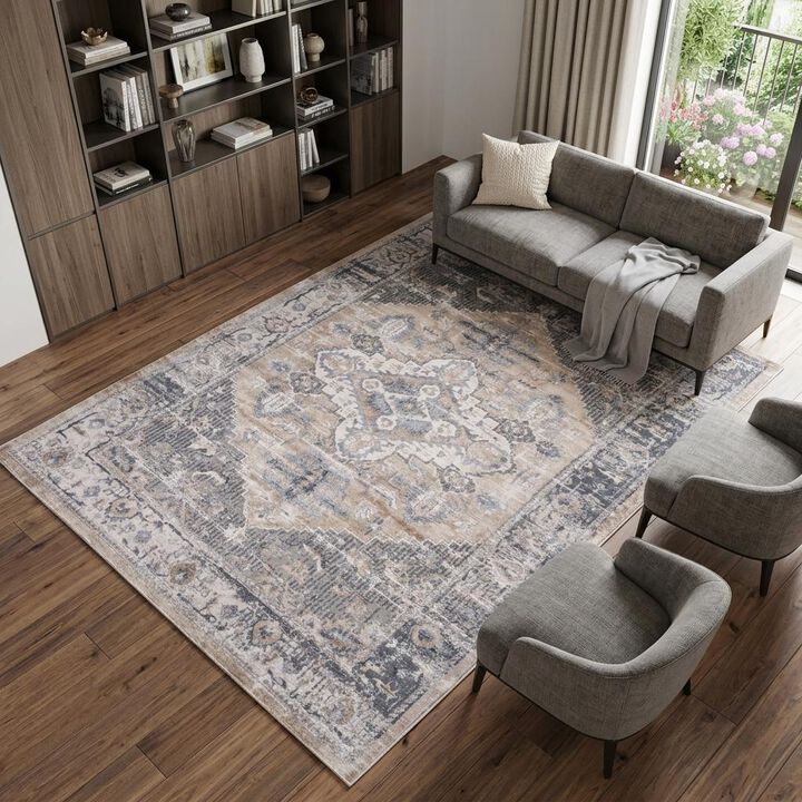 HomeRoots Oriental Distressed Area Rug