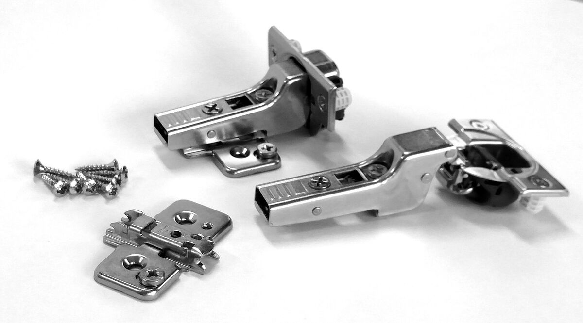 Blum Clip top BLUMOTION Soft Close Hinges, 110 Degree, Self Closing, Frameless, with Mounting Plates (Partial Overlay - 2 Pack)