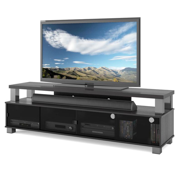 CorLiving Bromley Two Tier TV Bench in Ravenwood Black, for TVs up to 80