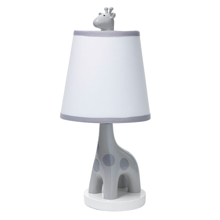 Lambs & Ivy Giraffe and a Half Gray/White Nursery Lamp with Shade and Bulb