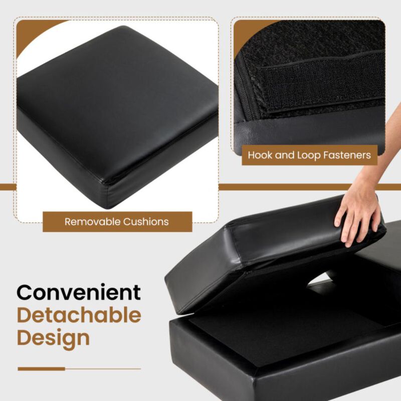 Hivvago Waiting Room Bench Seating Long Bench with Metal Frame Leg