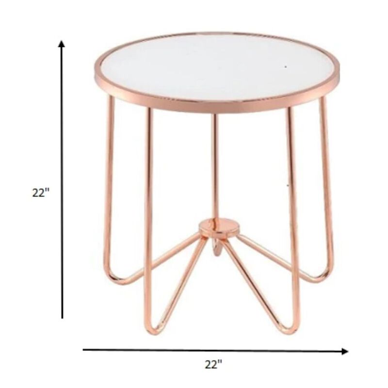 Homezia 22" X 22" X 22" Frosted Glass And Rose Gold End Table
