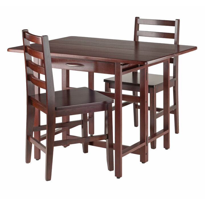 Winsome Taylor 3-Piece Set Drop Leaf Table with Two Solid Wood Hamilton Chairs