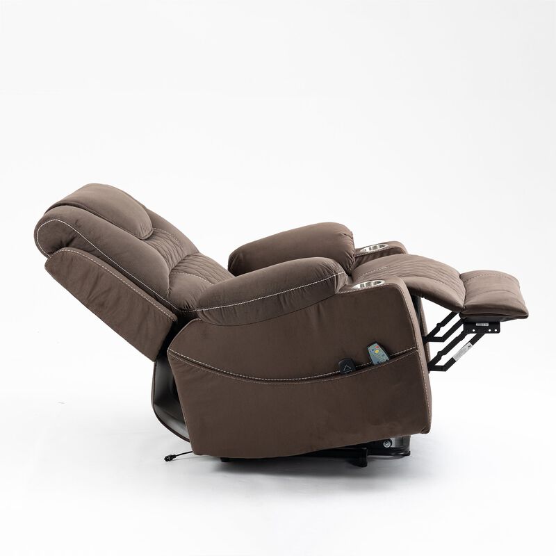 Velvet Recliner Chair with 2 Cup Holder, Lounge Chair Power Lift Chair Relax Sofa Chair image number 6
