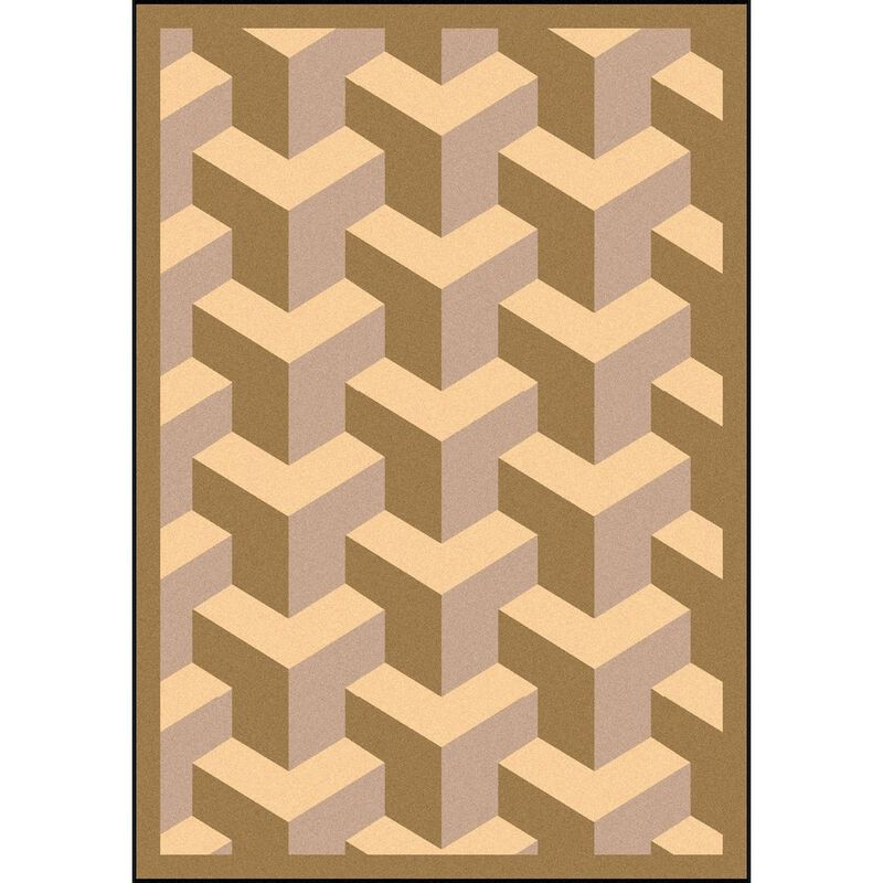 Joy Carpets Kaleidoscope Rooftop 10'9 x 13'2 Area Rug in Color Beige