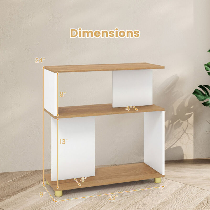 Modern 3-Tier S-Shaped Bookshelf with Adjustable Feet Organizer image number 2