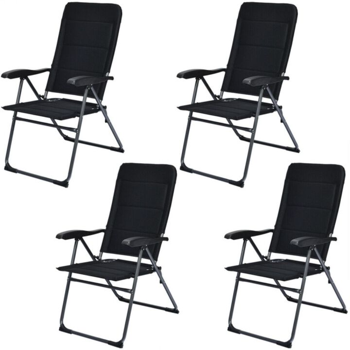 Hivvago Set of 4 Patio Folding Chairs with Adjustable Backrest-Black