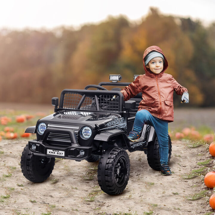 BreeBe 12V Ride on Car, Ride on Truck w/ Remote, 4 Suspension Wheels, 3 MPH Max Speed, Music, Horn & Lights