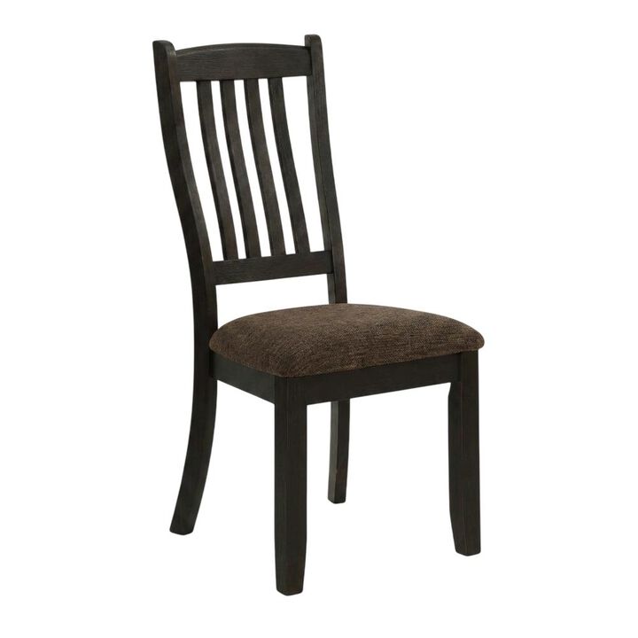 Simple Relax Dark Coffee Fabric Upholstered Side Chairs, Black(Set of 2)