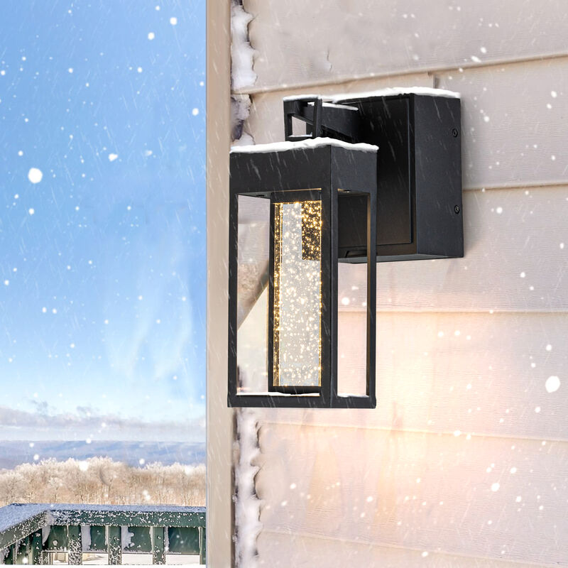 Dusk to Dawn Outdoor Wall Light with 2 GFCI Outlets, 11.4&rdquo; Waterproof Exterior Lighting Fixture Wall Mount Outside Light for House image number 5