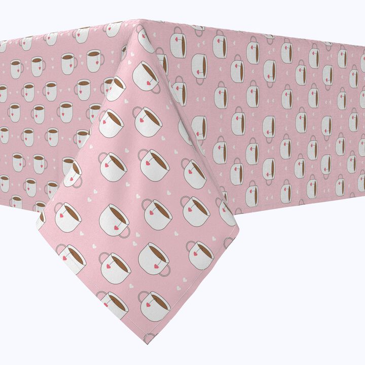 Fabric Textile Products, Inc. Rectangular Tablecloth, 100% Cotton, Valentine's Tea