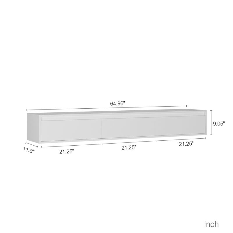 GOODSILO Floating TV Stand with LED Lights and Power Outlet, High Gloss Wall Mounted Storage Cabinet for Living Room Entertainment image number 2