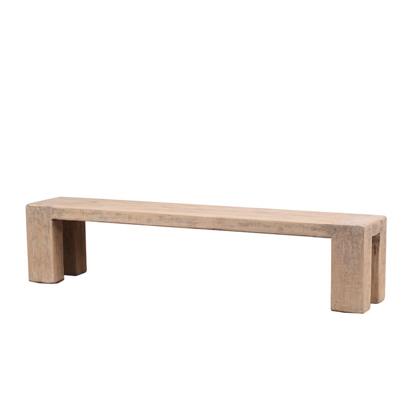 Ravello Solid Wood Bench in Weathered Gray image number 3