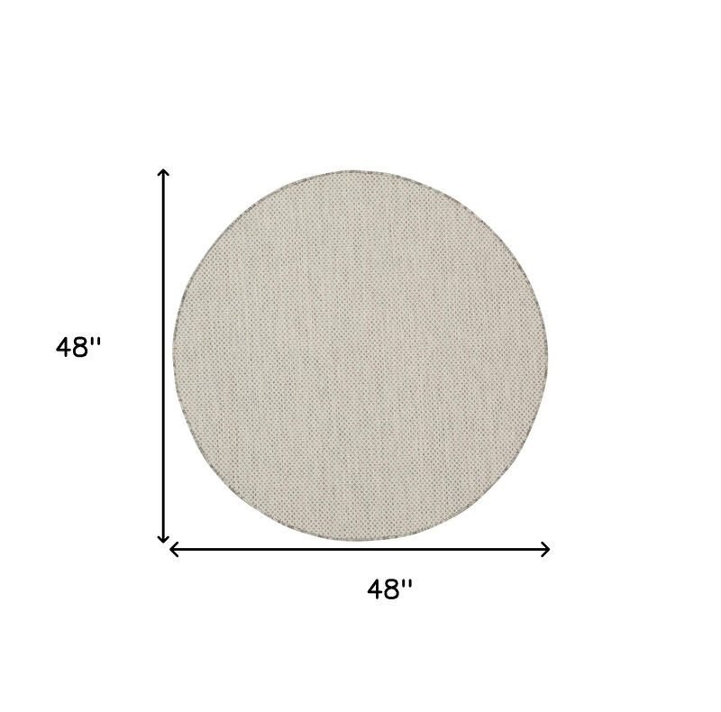 HomeRoots 4' Ivory And Silver Round Geometric Indoor Outdoor Area Rug image number 4