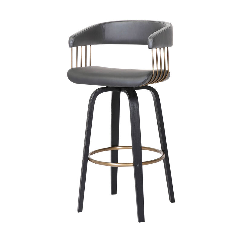 HomeRoots Faux Leather Counter Stool with Armrests and Bucket Seat image number 5
