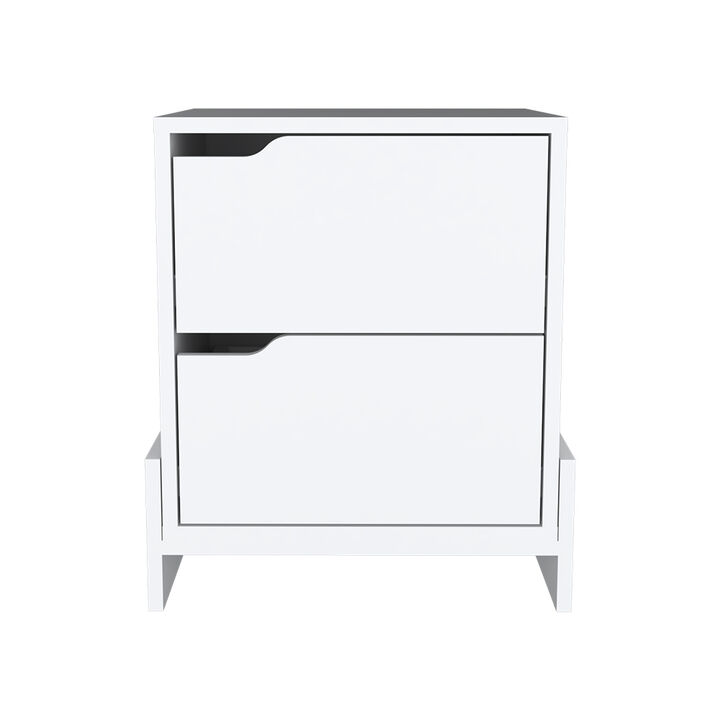 Streamdale Brookland Nightstand: Double Drawers, Sturdy Base