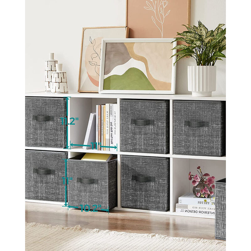 Closet Storage Cubes with Double Handles &ndash; Foldable Non-Woven Fabric Bins for Shelves, Bedroom, and Nursery Use