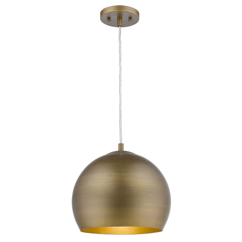 Hivvago Latitude 1-Light Hand Painted Antique Gold Pendant With Gold Interior Shade