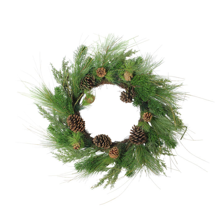 Pine Cones and Needles Artificial Christmas Wreath - 24-Inch  Unlit