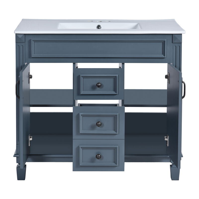 36'' Bathroom Vanity with Top Sink, Modern Bathroom Single Sink Bathroom Vanity