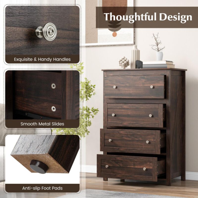 Hivvago 4 Drawer Dresser for Closet Hallway Living Room Nursery-Brown