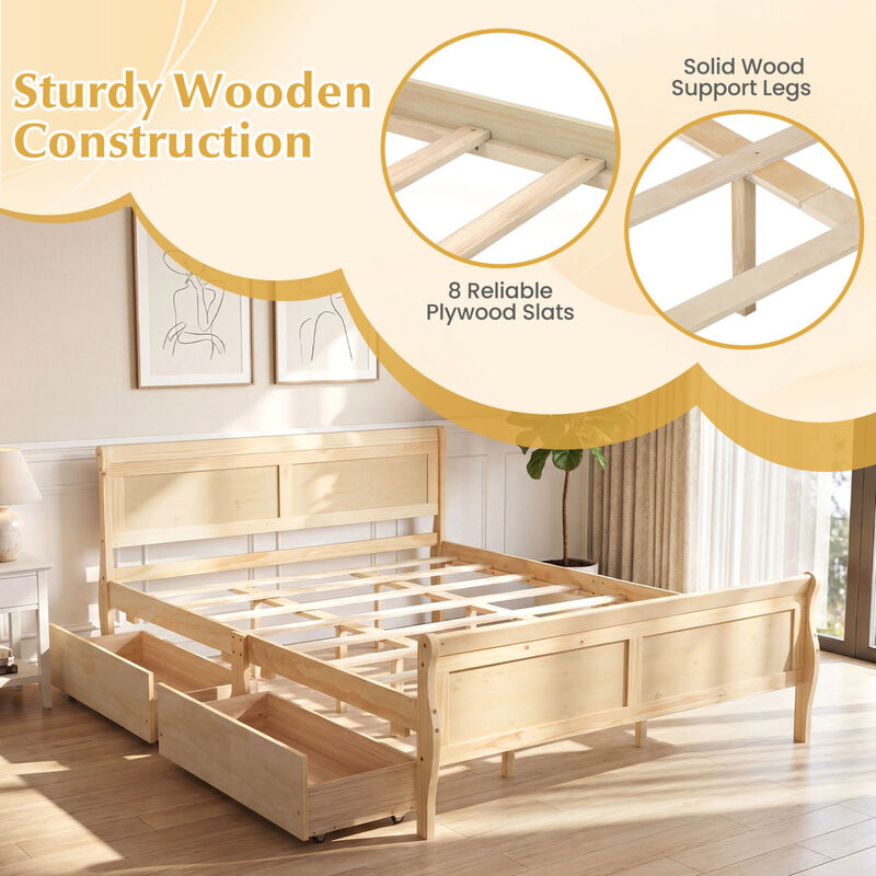 Modern Bed Frame with 2 Underbed Storage Drawers and Footboard image number 5