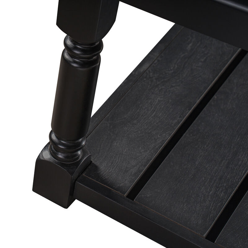 Merax Two-Tier Farmhouse Coffee Table with Spacious Top & Lower Shelf, Sturdy Wood Construction image number 5