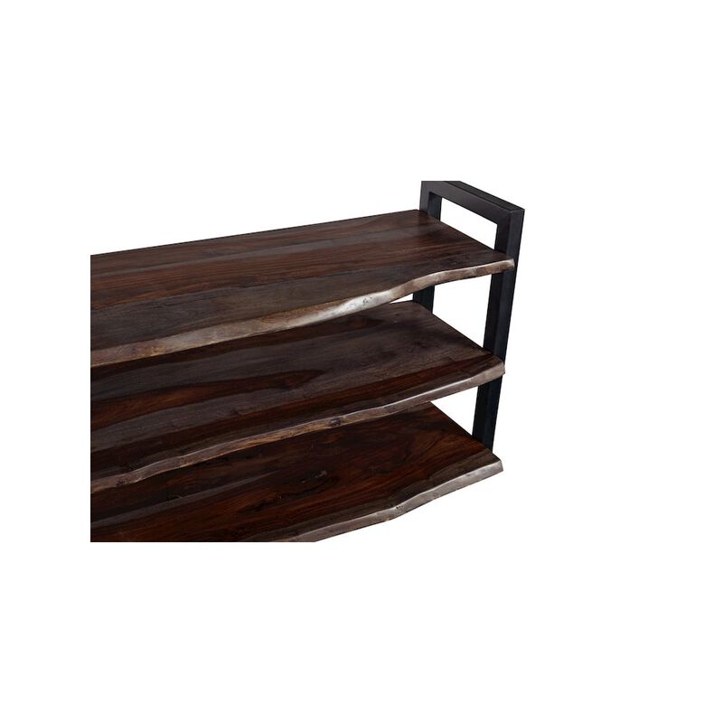 Porter Designs Manzanita Live Edge Solid Sheesham Wood TV Stand, Gray