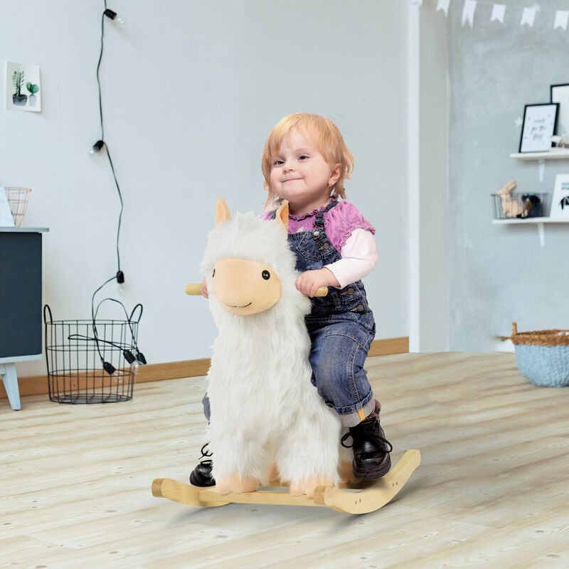 BreeBe Plush Llama Rocking Horse Ride-On Toy - 3+ image number 1