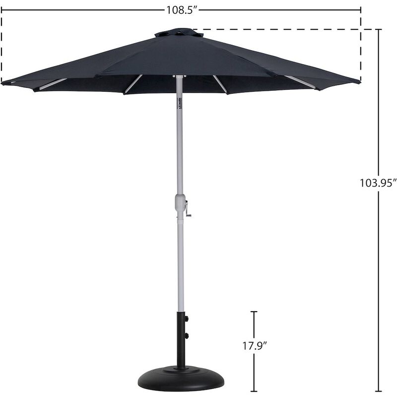 Meridian Furniture Fiji Black Fabric / Matte Black Aluminum Patio Umbrella with Base Sets