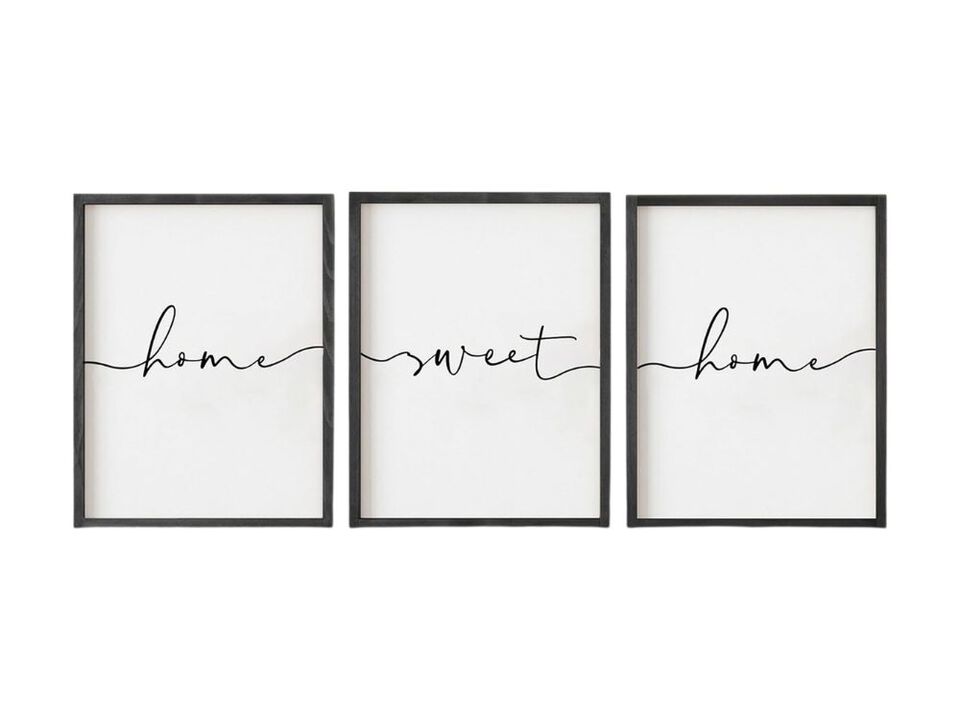3 Piece Framed Farmhouse Home Sweet Home Wall Art Wood Sign Decor for Bedroom Set