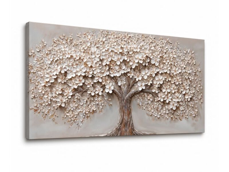 Canvas Wall Art Decor Modern Botanical Living Room Tree Life White Flower Walls image number 0