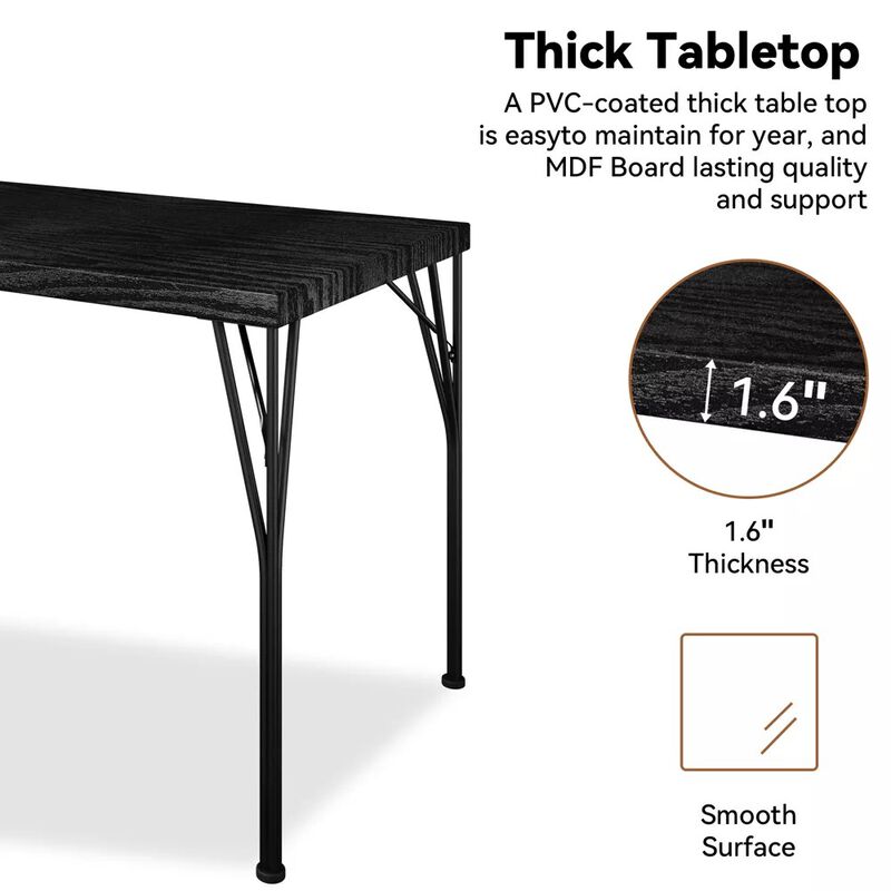 5 Piece Dining Table Set for 4 People, 43.3" Small Kitchen Table Set with 4 Chairs, Solid Wood Top image number 3