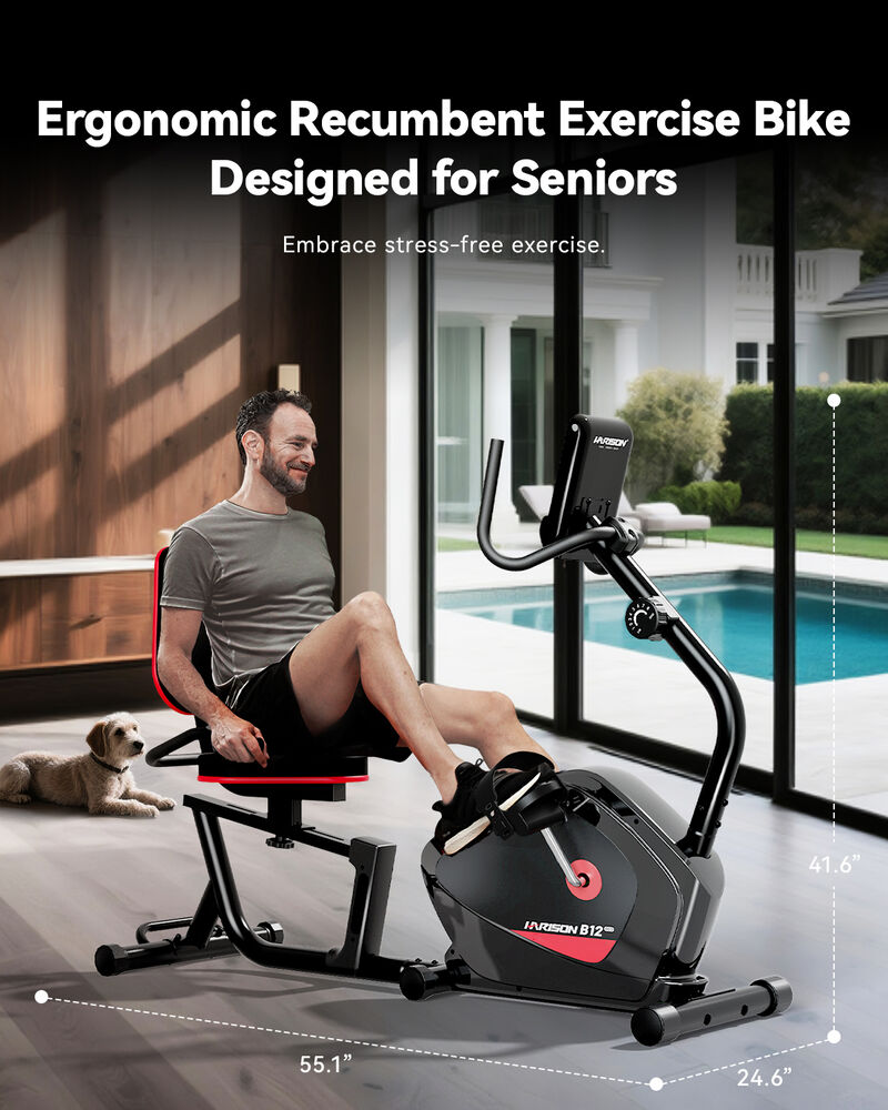 HARISON Recumbent Exercise Bike, 400 lb, Quiet Magnetic Resistance, LCD Monitor, Adjustable Seat (HR-B12) image number 6