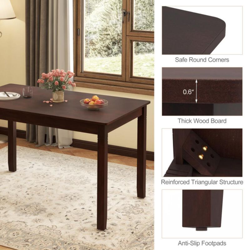 Hivvago Wooden Dining Table for 4 People Rectangular Kitchen Table with Rubber Wood Legs.