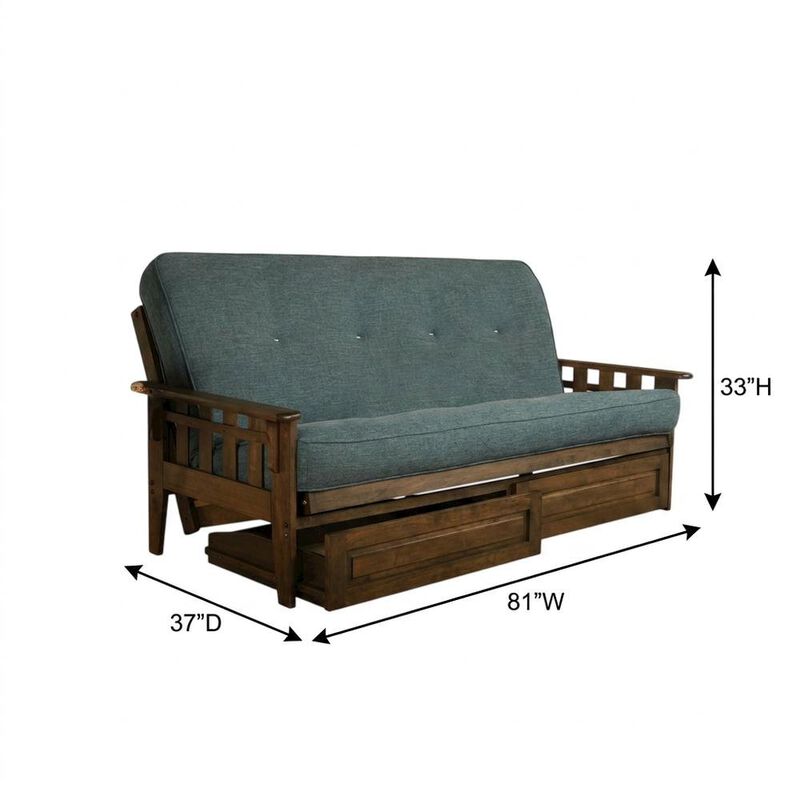 Tucson Frame-Rustic Walnut Finish-Linen Aqua Mattress-Storage Drawers image number 5