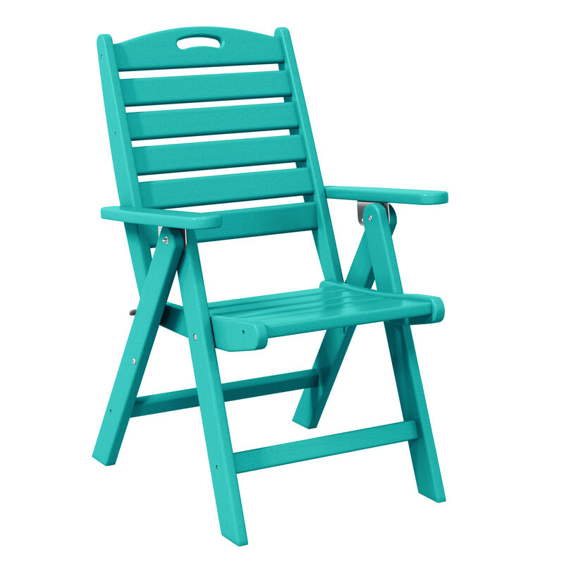 WestinTrends 5-Piece HDPE Square Patio Dining Table Set with Foldable Chairs