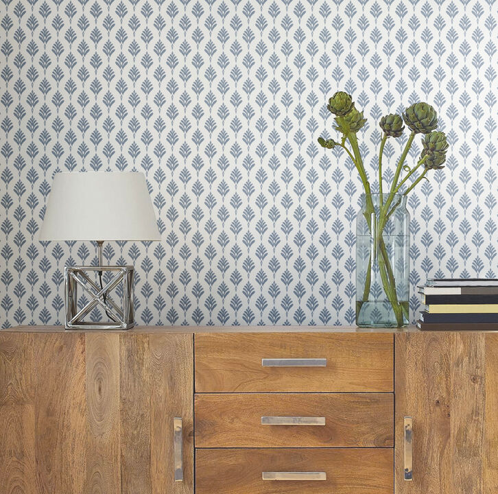 French Scallop Blue Wallpaper (Set of 2)