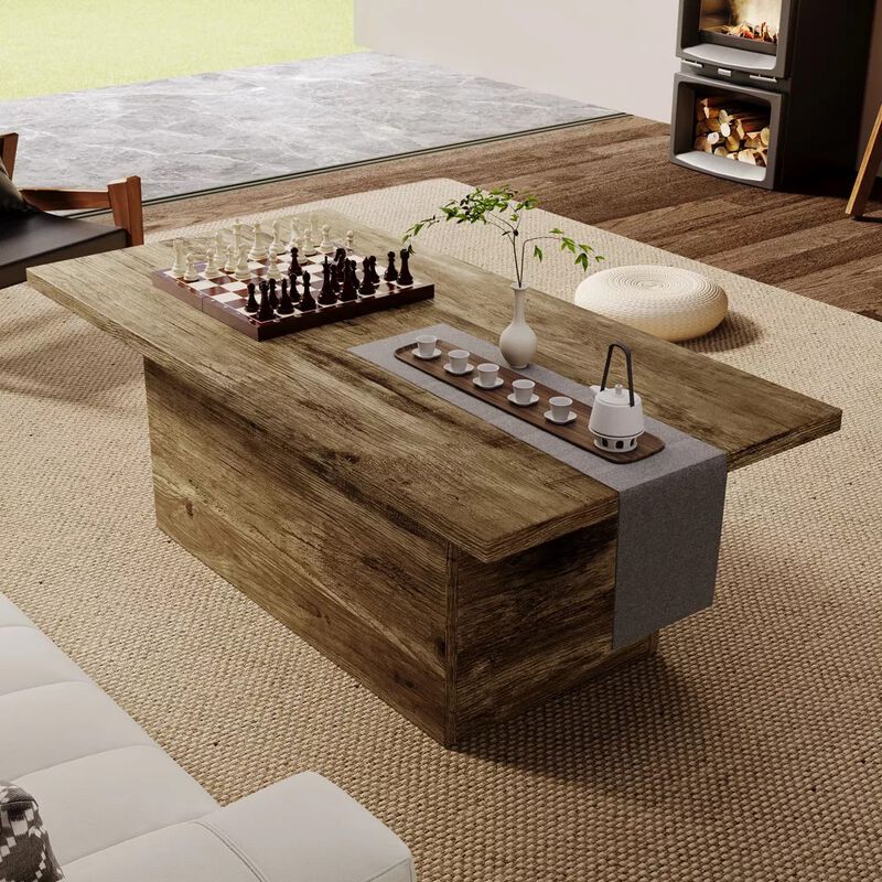 Coffee Table, Modern Engineered Wood Center Coffee Tables for Living Room, Home Office,Rustic Oak image number 2