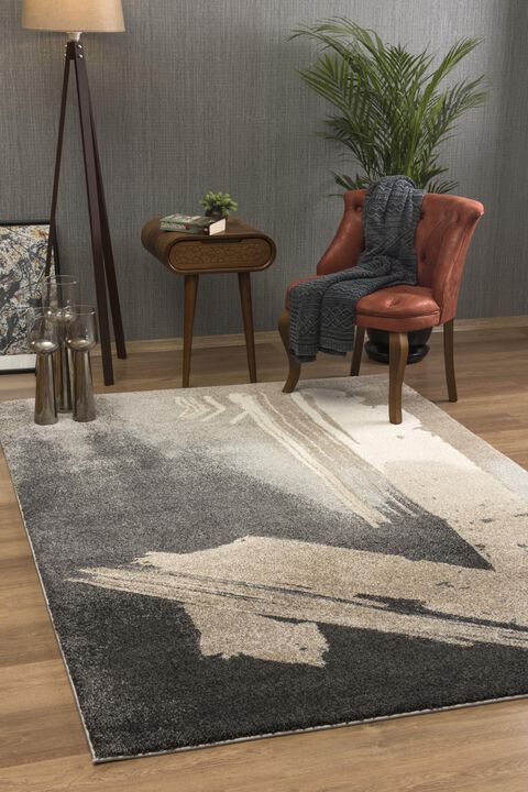 New Zealand Plush Contemporary Modern Grey Brown Indoor Area Rug