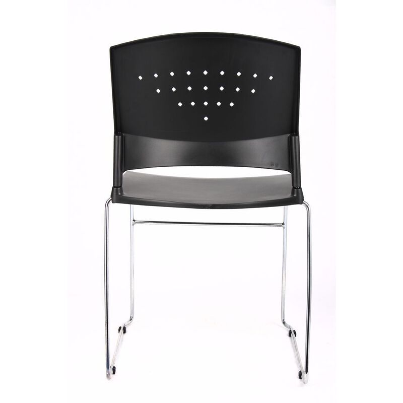 Anu Stack Chair Set of 4, Sculpted Black Polypropylene, Chrome Sled Base image number 4