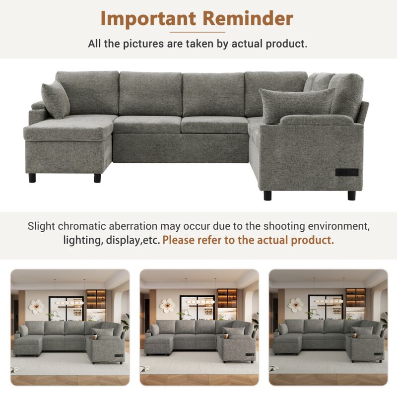 Zornug  Convertible L-Shaped Sectional Sofa Bed image number 5
