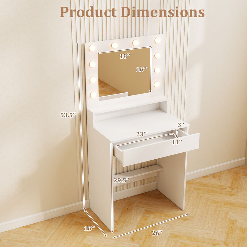 Vanity Desk with Adjustable Brightness and 3 Light Modes, Perfect for Bedroom Use