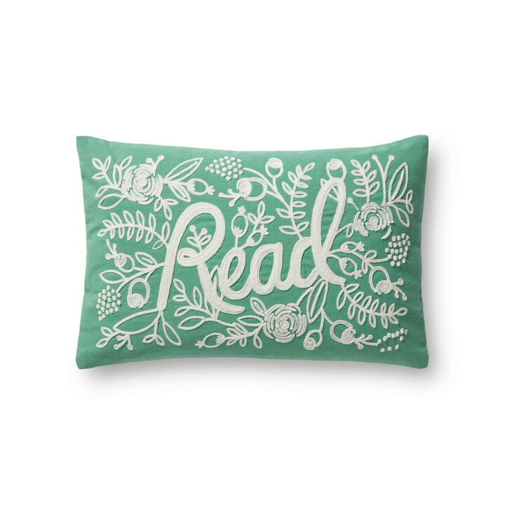PRP0001 Sage 13"x21" Polyester Pillow by Rifle Paper Co. &times; Loloi