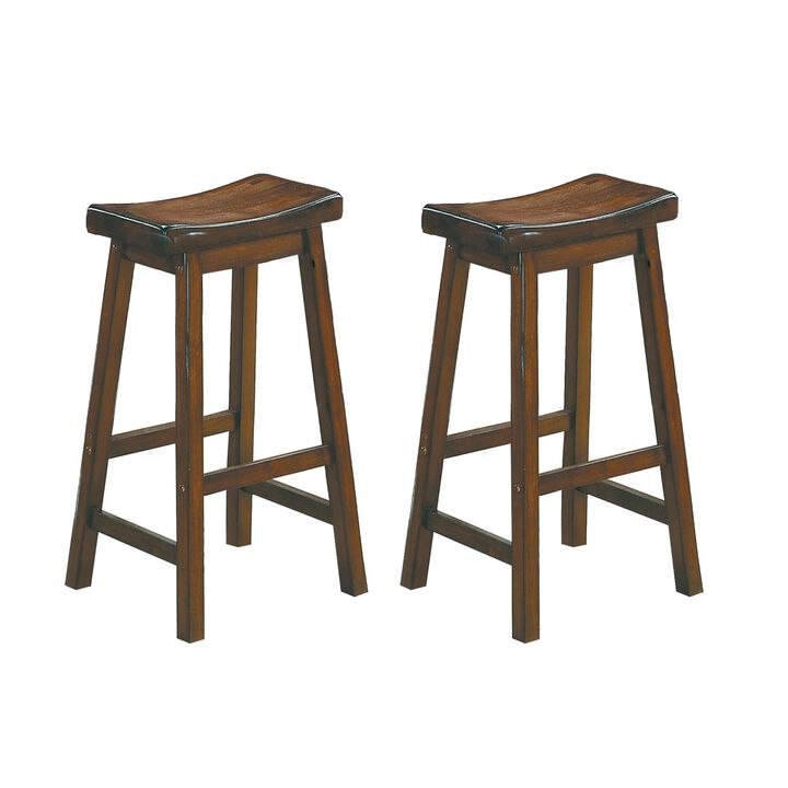 Streamdale 29'' Saddle Seat Bar Stools, 2-Pack (Cherry Finish)